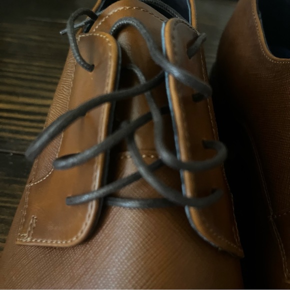 New Steven Madden men’s Fenyx Cognac dress shoes lace-up heel height 11 brown - Picture 10 of 15